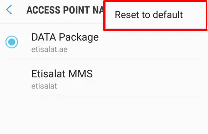 Reset APN settings