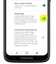 Turn ON OFF mobile data to fix Moto G7 Mobile Data